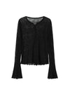 Sheer Knit Flared Sleeve Cardigan