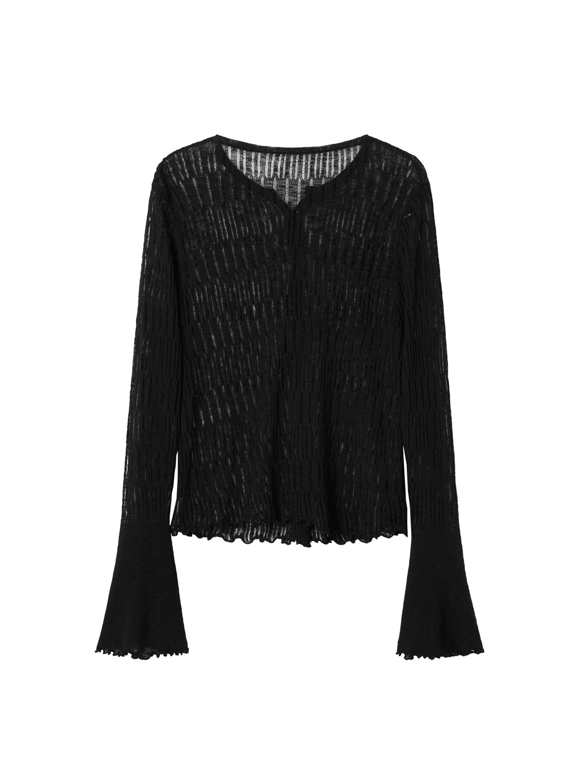 Sheer Knit Flared Sleeve Cardigan