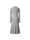 Wool Blend Long-Sleeve Button-Front Midi Dress