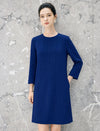 Wool Blend Quilted Button-Front Straight-Fit Dress