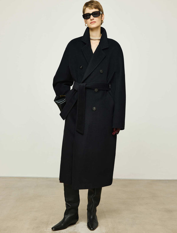 Wool-Cashmere Blend Double-Breasted Maxi Coat