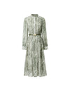 Floral Print Button-Front Belted Fitted Dress
