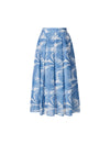 High Waist Botanical Print Midi Flare Skirt