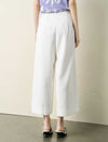 Lace Trim High Waist Cropped Wide Leg Pants