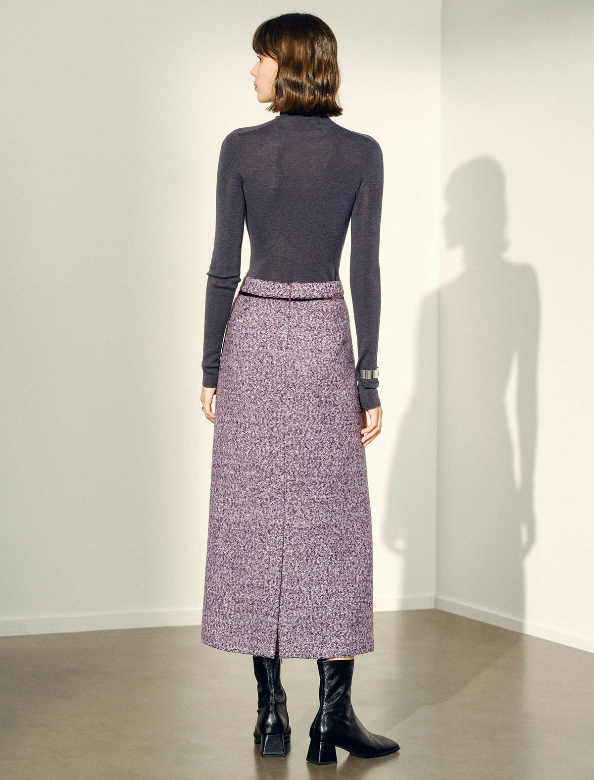 100% Wool Turtleneck Slim-Fit Knit Top