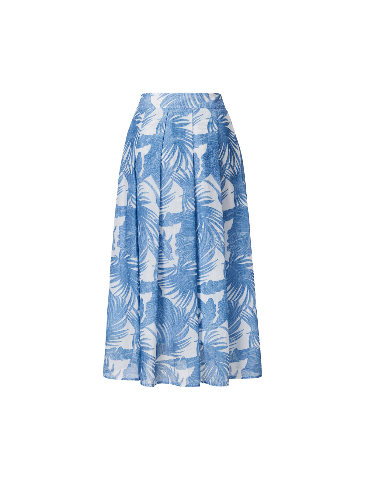 High Waist Botanical Print Midi Flare Skirt