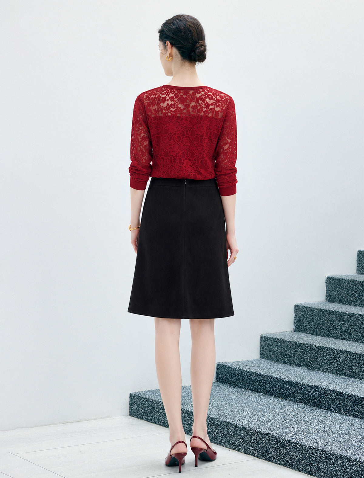 Fitted A-Line Midi Skirt