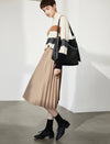 Pleated A-Line Midi Skirt