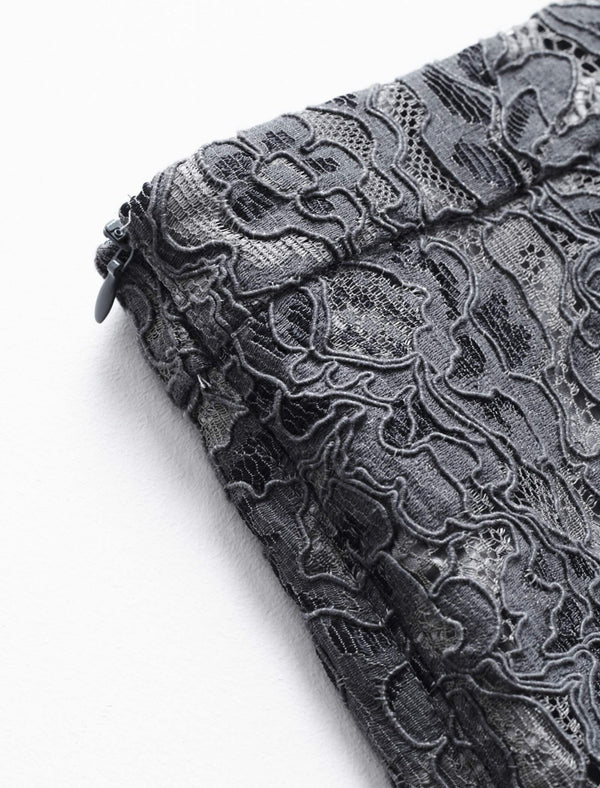 Floral Lace Flared Hem Midi Skirt