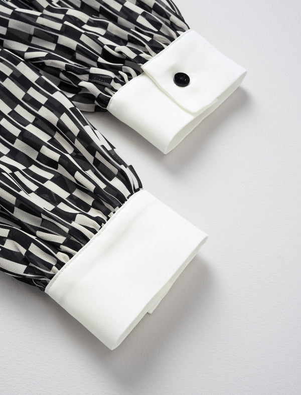 Checkered Button Up Blouse