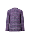 Wool Blend Textured Braided Trim Open-Front Jacket
