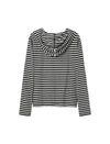 Stripe Long-Sleeve Hooded Henley Top