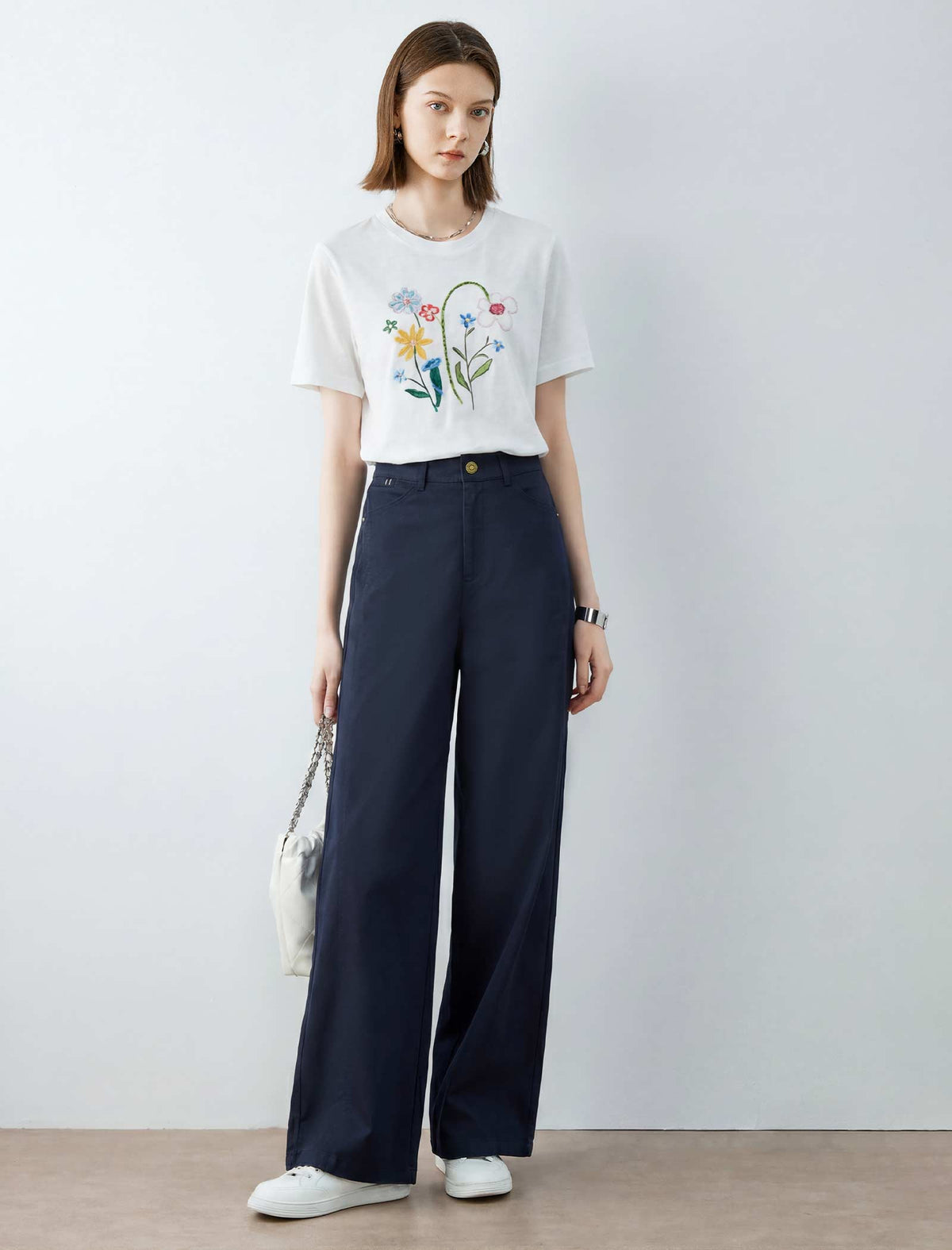 High Waisted Wide Leg Cotton Pants