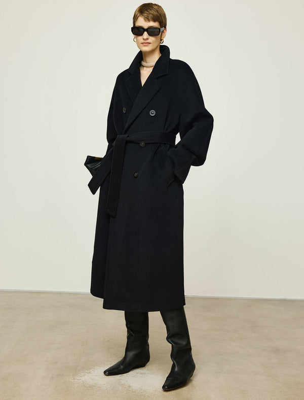 Wool-Cashmere Blend Double-Breasted Maxi Coat