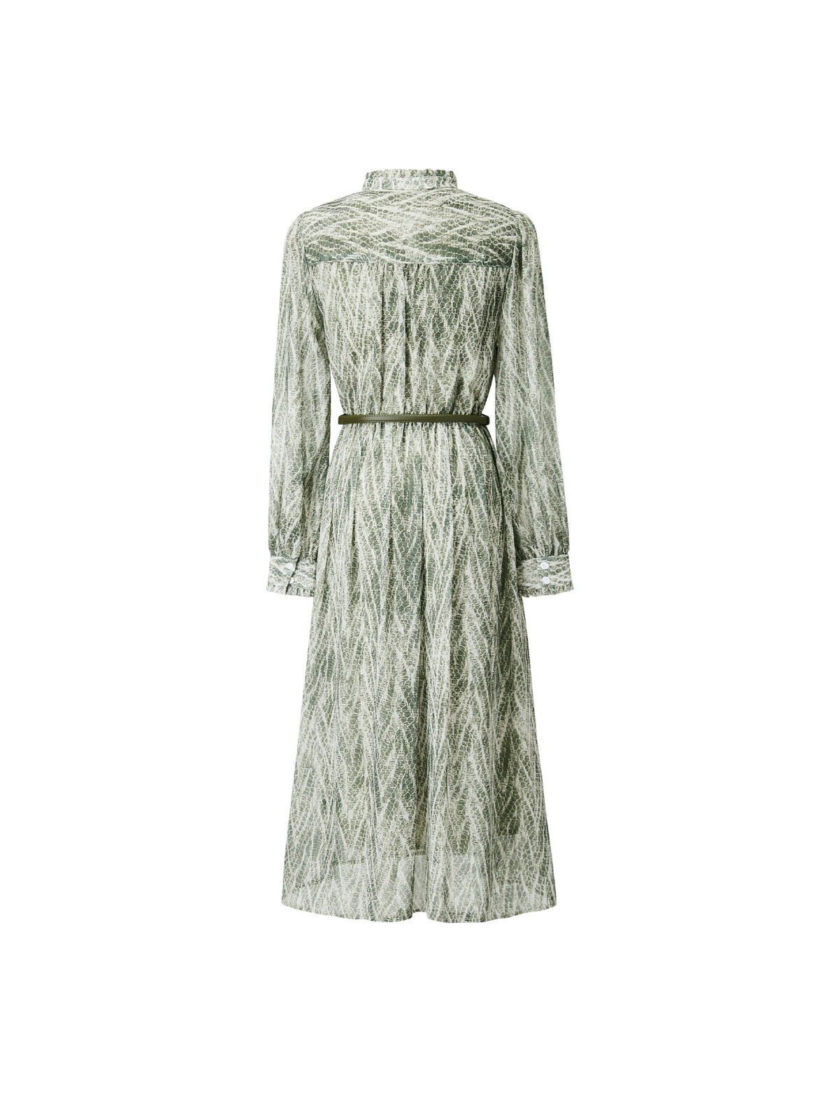 Floral Print Button-Front Belted Fitted Dress
