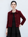 Wool Blend Long Sleeve Fitted Straight-Fit Jacket