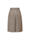 Brown Plaid Front Slit Midi Skirt