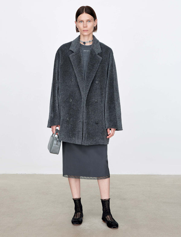 100% Alpaca Double-Breasted Wool Coat