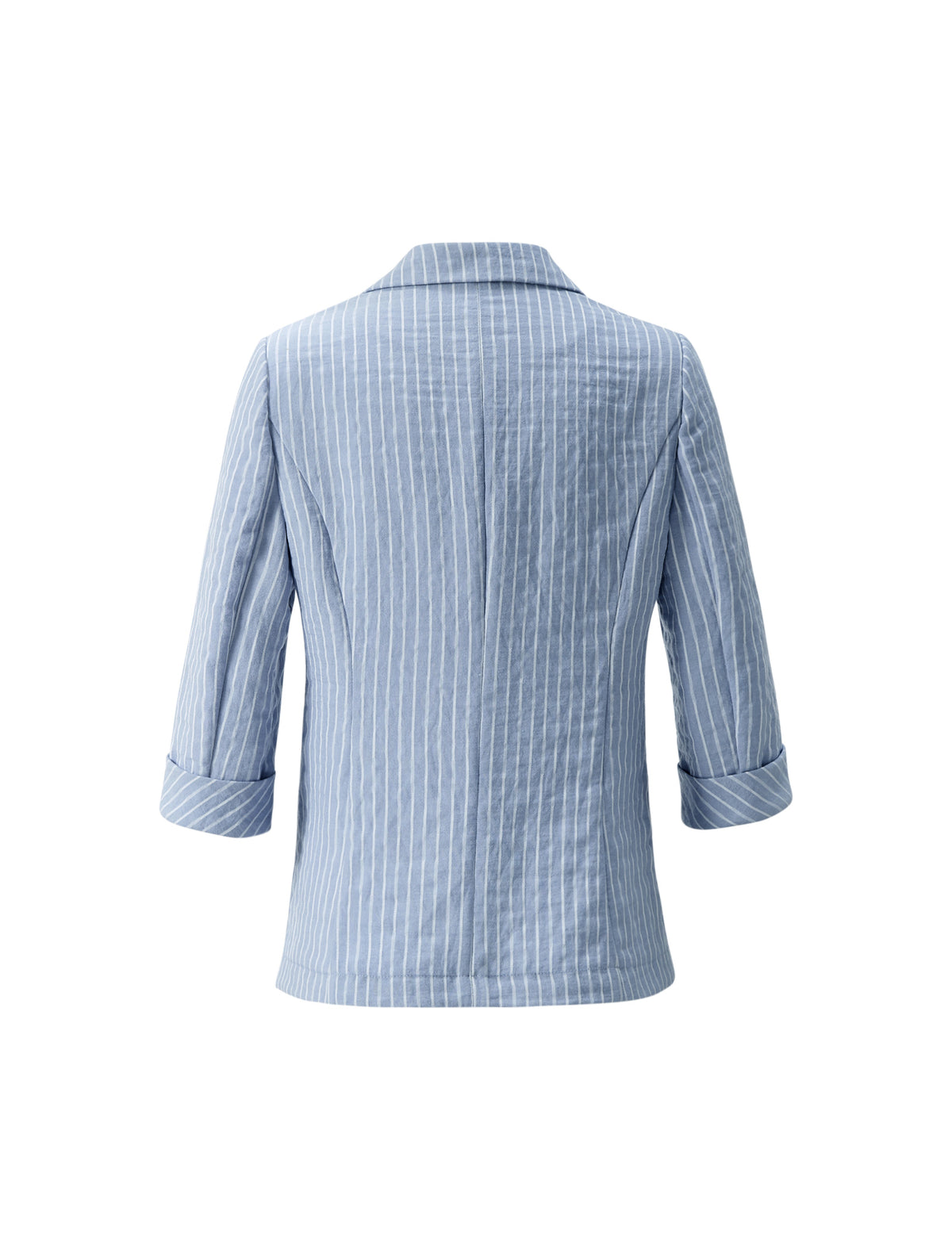 Light Blue Striped 3/4 Sleeve Blazer
