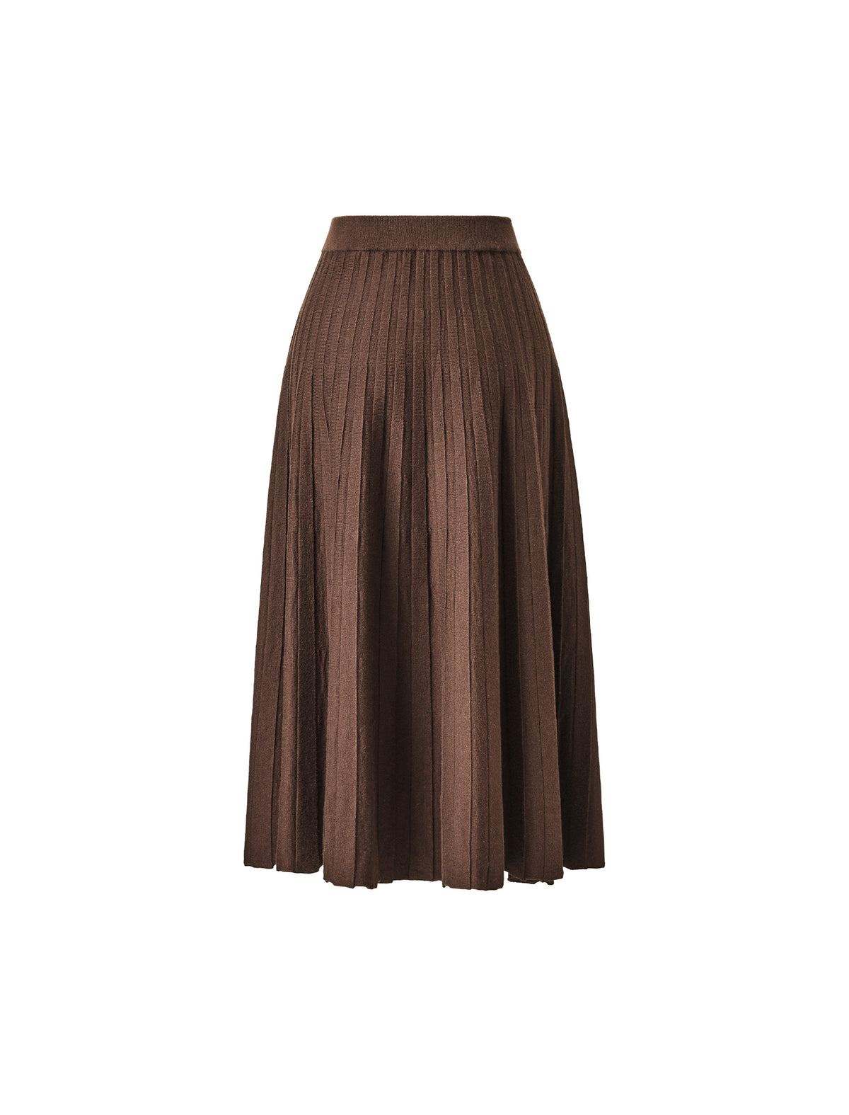 Wool Blend Pleated A-Line Midi Skirt