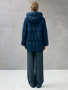 Hooded Seamless-Quilted Zip-Front Mid-Length Puffer Coat