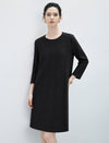 Wool Blend Quilted Button-Front Straight-Fit Dress
