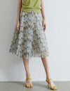Vintage Floral Pleated A-Line Skirt