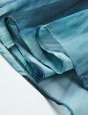 Green Blue Watercolor Print Chiffon Midi Skirt