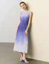 Ombre Crinkle Pleat Sleeveless Midi Dress