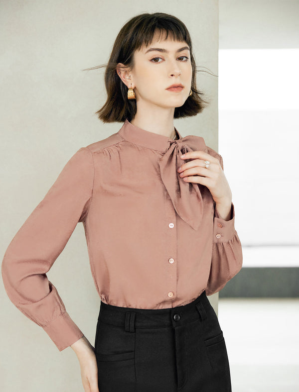Mulberry Silk Tie Neck Blouse