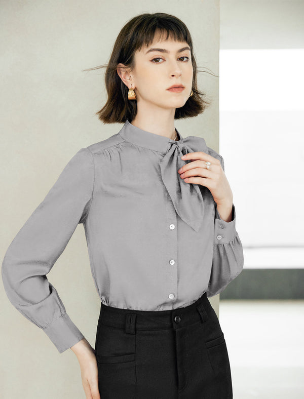 Mulberry Silk Tie Neck Blouse