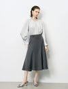 High Waist Grey Flared Midi A-Line Skirt