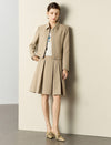 Camel Pleated A-Line Skirt