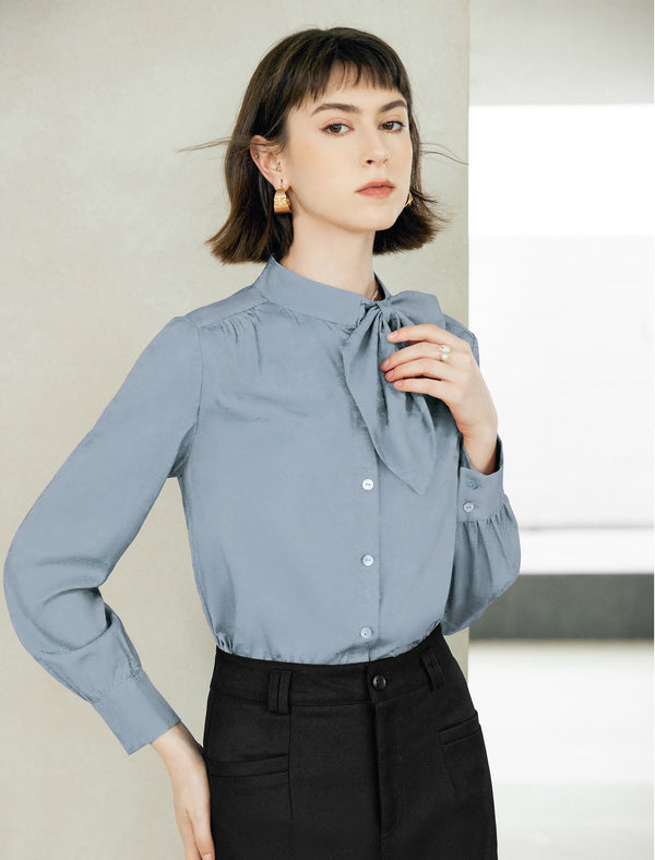 Mulberry Silk Tie Neck Blouse