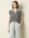 Collared Striped Knit Top