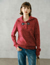 Toggle Collar Textured Knit Sweater