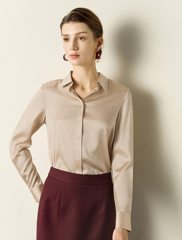 Mulberry Silk Apricot Button Up Shirt