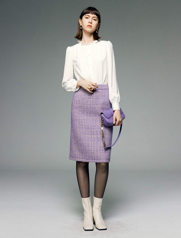 Mulberry Silk Ruffled Collar Blouse