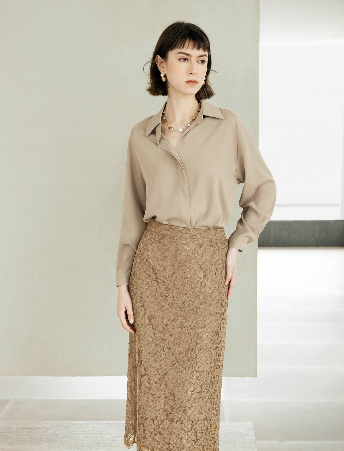 Mulberry Silk Hidden Button Placket Shirt