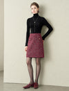Burgundy Tweed Mini Skirt
