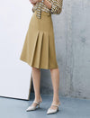 Asymmetric Solid Color Pleated Skirt