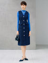 Wool Blend Button Front Sleeveless Midi Dress