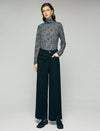 Wool Blend High-Waist Button-Detail Wide-Leg Pants