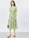 Mint Green Embroidered Tiered Midi Dress