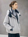 Detachable-Hood Stand-Collar Zip-Front Cropped Puffer Jacket