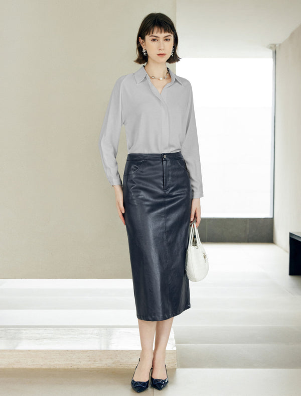 Mulberry Silk Hidden Button Placket Shirt