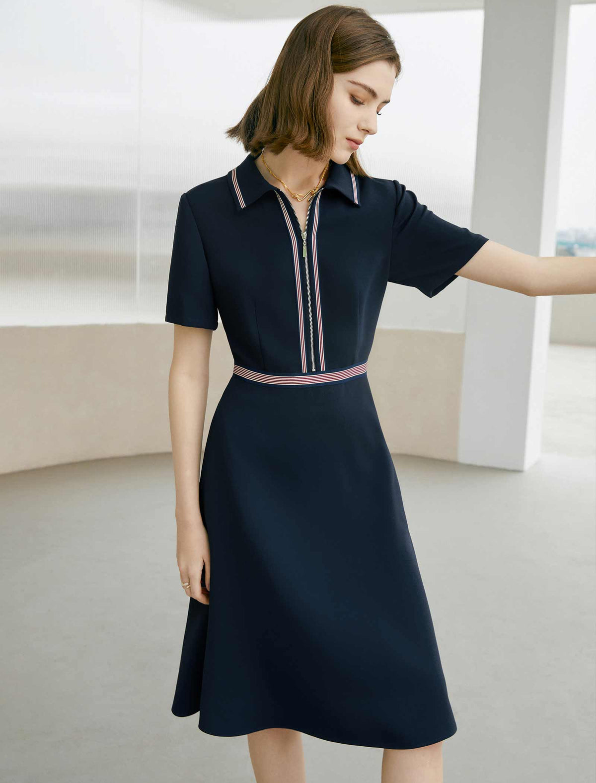 Zip-Up Shirt Dress