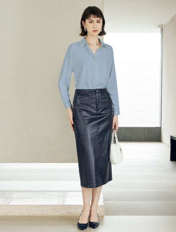 Mulberry Silk Hidden Button Placket Shirt