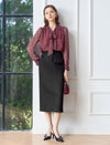 Button Pockets Back Slit High Waist Pencil Skirt