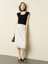 Polka Dot Ruffle Hem Midi Skirt